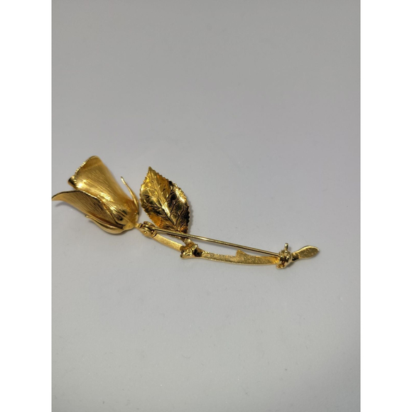Vintage gold rose brooch - Picture 4 of 4